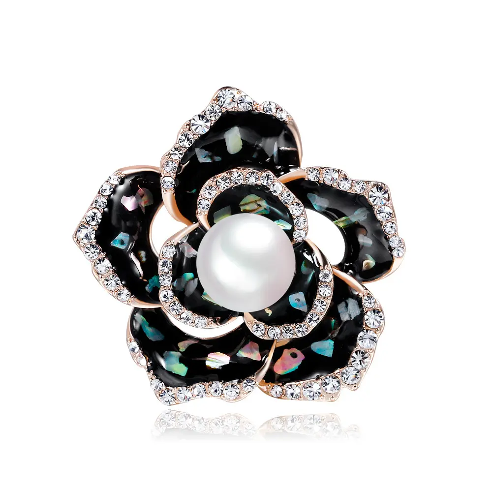 Fashion Rose abalone shell pearl brooch Luxury brooch for dress decoration