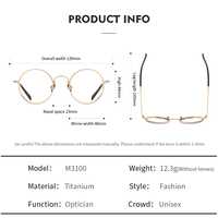 Lunettes de vue M3100 Design, monture légère, nouvelle collection, forme ronde, vente flash