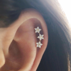 ROXI 18G Plata de Ley S925 Pendientes de Hilo con Zirconia 5A, Diseño de Flor de Copo de Nieve y Pentagrama, Anillo de Nariz - Product Image 6