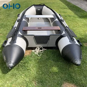 Oho barco de resgate de pesca inflável de borracha, popular, 320 430 pvc branco, andar de alumínio com motor exterior para venda