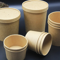 LUSH-PACK Récipient kraft pour repas à emporter au micro-ondes avec couvercle transparent en PP/PET Boîte d'emballage alimentaire en papier de haute qualité