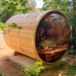 Sauna Moderna Eléctrica para Exteriores, <span class=keywords><strong>de</strong></span> Vapor Seco, Estilo Barril, <span class=keywords><strong>de</strong></span> <span class=keywords><strong>Cedro</strong></span> Rojo, con Chimenea, para Uso en Villas, con Capacidad para 4-6 Personas - Product Image 5