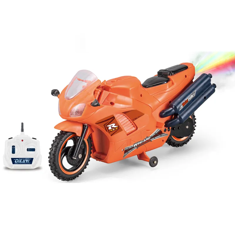 QS New Design 2.4G R/C Stunt Model Car Toys 4CH Remote Control Spray Simulation Light Motorcycle Vehicle Toys For Children Gift