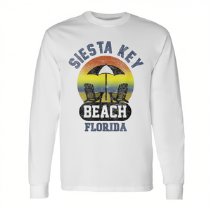 T-shirt a maniche lunghe Siesta Key Beach Florida con design effetto invecchiato - Product Image 2