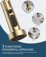 Robinet de cuisine avec distributeur de savon, or, acier inoxydable, poignée unique, pivotant à 360°, sans plomb, pulvérisateur extractible, montage sur plan de travail pour la lessive