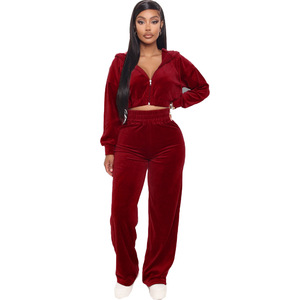 TRUEN Saldi Caldi Tuta da <span class=keywords><strong>Donna</strong></span> in Chiffon Felpato Autunno <span class=keywords><strong>Inverno</strong></span> 2021 con Felpa con Cappuccio e Zip e Pantaloni a Gamba Dritta - Product Image 6