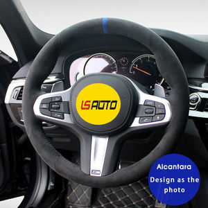 Accesorios de Interior de coche, cubierta de <span class=keywords><strong>volante</strong></span> para <span class=keywords><strong>BMW</strong></span> 5 Series M Sport 2017, envoltura de rueda de cuero cosida a mano en Alcantara - Product Image 2