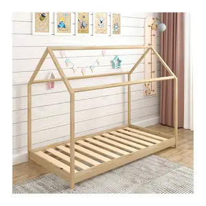 Kainice Bedroom Furniture Children Beds Wooden Furniture Modern Solid Wood Single Bed Kids' Beds With Mosquito Nets