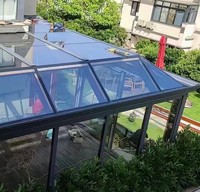 Véranda moderne à toit en pente en aluminium pour extérieur, double vitrage trempé, couleur personnalisée, jardin d'hiver pour villa, jardin, patio