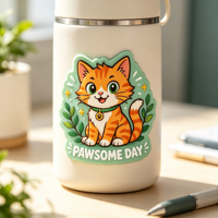 Autocollant en PVC épais personnalisé anti-rayures, motif chat kawaii, autocollant mignon auto-adhésif en PVC pour ordinateur portable, bouteille, planche à roulettes