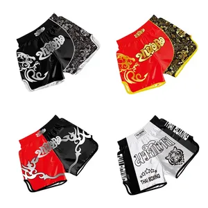 Wholesale Modern Green Muay <strong>Thai</strong> <strong>Shorts</strong> High Quality <strong>Boxing</strong> <strong>Sewing</strong> <strong>Pattern</strong> Kickboxing Pants Martial Arts Wear - Product Image 2