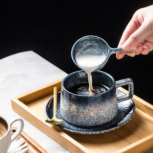 Ensemble de tasses à café en céramique de style japonais, élégant, vintage, luxe léger, avec sucrier pour le thé de l'après-midi, utilisation à la maison ou au café - Product Image 4
