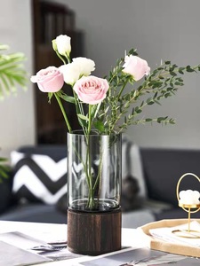 Jarrón de <span class=keywords><strong>cristal</strong></span> gris creativo simple <span class=keywords><strong>para</strong></span> sala de estar arreglo de flores de color primario elegante y elegante - Product Image 4