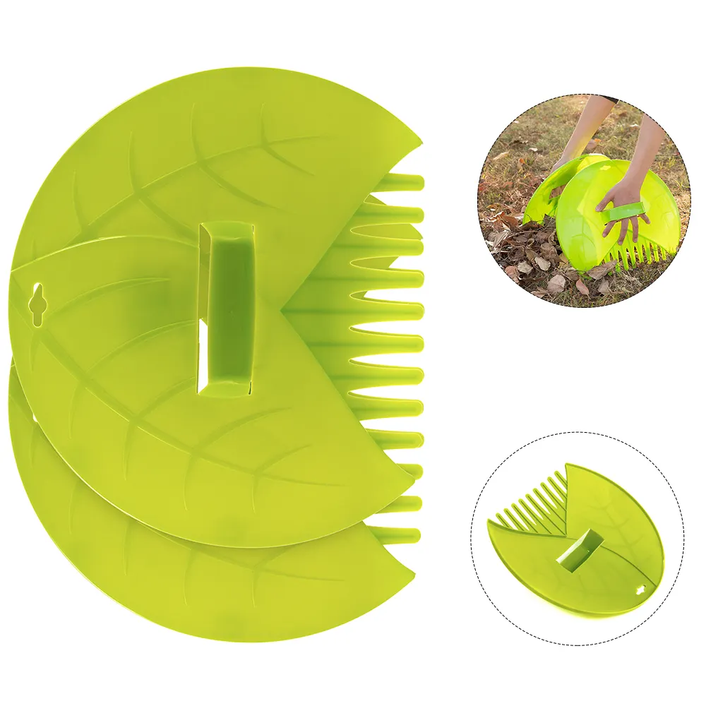 Green durable ergonomic leaf grabber claws for picking up leaves grass clippings and lawn debris hand rakes leaf scoops