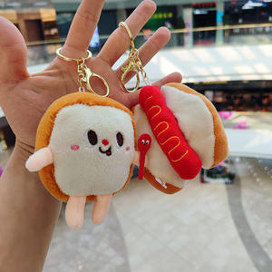 Kawaii 10cm <span class=keywords><strong>PVC</strong></span> gıda peluş anahtarlık yumuşak doldurulmuş oyuncak ekmek Hamburger Hot Dog ve patates kızartması sevimli gıda-tema <span class=keywords><strong>PVC</strong></span> anahtarlıklar - Product Image 6