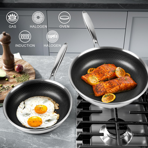 Batterie de cuisine hybride HexClod – Poêles antiadhésives alvéolées 20/24/28 cm en acier inoxydable triple couche (8/10/12 pouces) - Product Image 5
