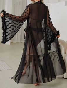 Cardigan en soie glacée pyjamas robe de nuit japonaise sexy peignoir transparent - Product Image 5