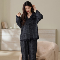 Ensemble de pyjamas pour femmes, doux et confortables, imprimé léopard, chemise à manches longues boutonnée et pantalon de nuit
