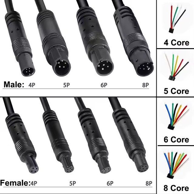 4Pin 5Pin 6Pin 8Pin Jack Male Female Plug Car DVR Camera Extension DIY Cable Cord Power Wire