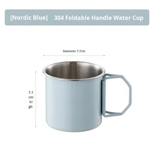<span class=keywords><strong>Taza</strong></span> de Acero Inoxidable 304 de Una Sola Capa, Plegable, para Viajes al Aire Libre, <span class=keywords><strong>Taza</strong></span> de Doble Capa, Portátil, con Asa Colorida, Práctica <span class=keywords><strong>Taza</strong></span> para Agua - Product Image 5