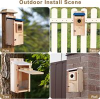 Nichoir et cage à oiseaux en bois massif pour l'extérieur, couleur personnalisable, design rectangulaire réutilisable pour oiseaux, ornement suspendu DIY