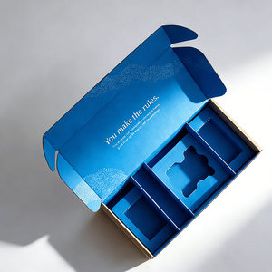 Boîtes d'expédition en carton ondulé en papier kraft avec impression bleue et insert multi-compartiments, solutions d'emballage personnalisées pour produits - Product Image 4