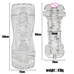 Venta al por mayor de la popular copa de avión transparente de TPE de doble cabeza para succión anal masculina, entrenador de masturbación - Product Image 4