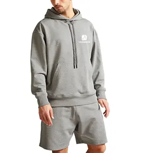 Custom 100% Cotton Shorts And Hoodie Set Oversized Embroidery Fitness Sports Jogging Sweat Suits Tracksuit Set