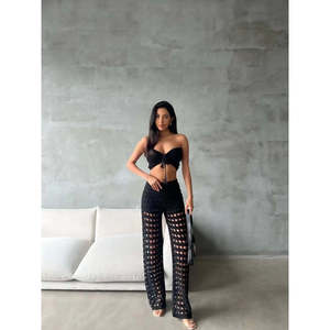 Ensemble en tricot crocheté d'automne 1040 doublé avec imprimé décontracté, col à capuche, coupe ample - Product Image 2