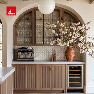 Mobile da Cucina Alland in Rovere Bianco e Noce con Cornice a Incasso, Stile Moderno, Credenza Scanalata con Servizio di Personalizzazione - Product Image 2