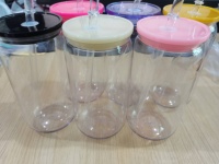 Vente Chaude Gobelets Plastiques Incassables de 16 Oz avec Couvercles en Plastique Colorés et Paille Transparente pour Bière, Soda et Lait