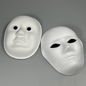 Hombres y mujeres Cara completa Color blanco Favores de fiesta Máscaras de papel en blanco Mache - Product Image 1