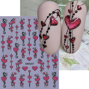 Pegatinas para Uñas con Diseño de Corazón Rojo Brillante y Dorado para el Día de San Valentín, Adornos para Uñas con Líneas de Luna, Flechas y Lazos, Estilo Y2K - Product Image 3