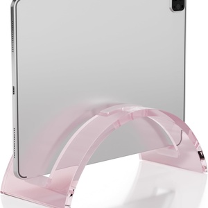 Modern Design Curved Clear Acrylic Invisible Vertical Laptop <b>Stand</b> for Polished Surface Custom Color Size for Display - Product Image 1