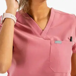 Bestex Women Scrubs Nursing Uniform Sky Blue And Pink Scrubs Para Mujeres Customized Medical Uniforms For Medical Scrub Sets