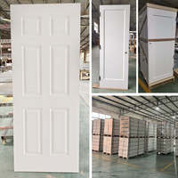 Porte à 4 panneaux moulée, à âme pleine, insonorisante, blanche, pré-primée, porte intérieure en bois pour chambre à coucher et