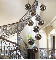 Plafonnier led suspendu en métal, design moderne de luxe, pour un mariage, des escaliers, une Villa, un Duplex, une bulle de verre