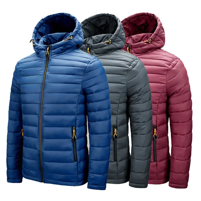 custom Wholesale winter light outdoor warm plus size men quilted jacket black leisure bubble puffer jacket