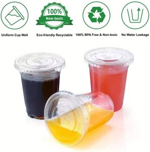 Gobelets en plastique PET transparents jetables de 16 oz imprimés UV personnalisés avec couvercles pour les fêtes - Product Image 4