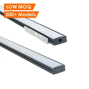 Perfil de extrusão de canal de alumínio para faixa de LED LED de cor preta 17 mm de alumínio LED Dissipador de calor