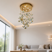 Lustre moderne en cristal K9 avec pendentif papillon, LED, télécommande, installation facile, hauteur réglable, protection des yeux