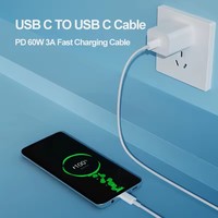 Câble de données Type C à Type C à charge rapide 3A, câble de charge rapide TPE, entièrement compatible avec les téléphones portables, les ordinateurs portables et les smartphones