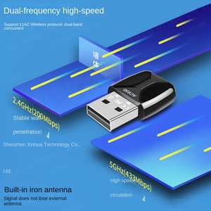 Transmisor receptor <span class=keywords><strong>WiFi</strong></span> externo USB de escritorio de doble frecuencia 2,4G/5G 650M tarjeta de red inalámbrica sin controlador plástico hecho - Product Image 2