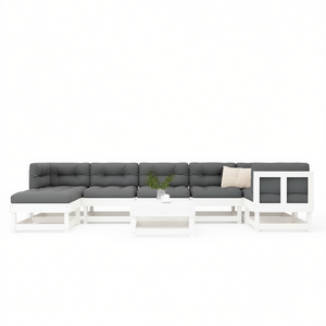 Set Lounge da Giardino Modulare in Legno di Pino Bianco Massiccio, Arredamento da Esterno con 10+ Posti a Sedere, Design Contemporaneo - Product Image 1
