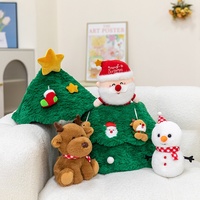 Sac de rangement en peluche pour sapin de Noël multi-tailles, pochette moelleuse pour sapin de Noël avec poupées en peluche Père Noël, bonhomme de neige et renne pour cadeau de Noël