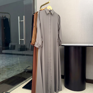 Caftán Abaya Elegante y Transpirable para Eid, Hecho a Mano en Turquía, Largo hasta el Suelo, Manga Larga, Cuello Sólido, Ideal para Fiestas Nocturnas - Product Image 1