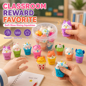 Portable Kawaii Beverage Animal Squishy <b>Pack</b> PU <b>Fidget</b> Collection Hand Therapy Rewards for School Activities - Product Image 2