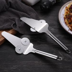 Espátula para pizza de acero inoxidable con doble rueda, grado 304, para cortar y servir pizza - Product Image 3