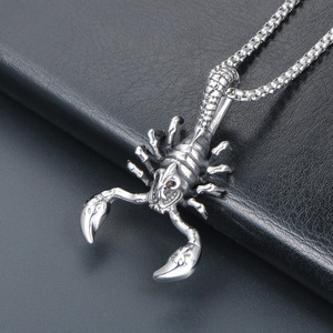 Collier avec pendentif Scorpion en acier titane pour hommes et femmes, accessoire punk du zodiaque animal SP759 - Product Image 3