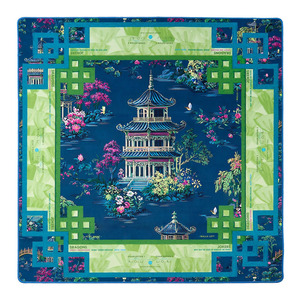 <span class=keywords><strong>Tapis</strong></span> de Mahjong Chinoiserie Édition Pagode 31,5*31,5 pouces (80*80 cm) – Mahjong Américain Pavillon Bleu Jardin Pont Fleuri - Product Image 1
